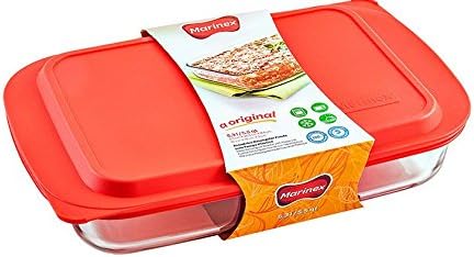 Assadeira Refratária Lasanheira Marinex de Vidro 5,3 Litros com Tampa