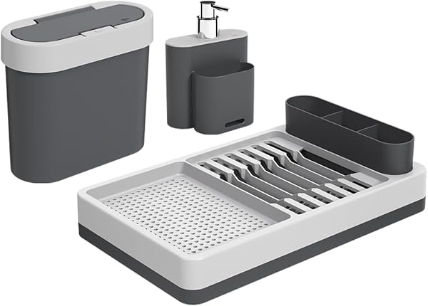 Coza Kit para Pia Flat 3 Peças: Escorredor, Dispenser e Lixeira