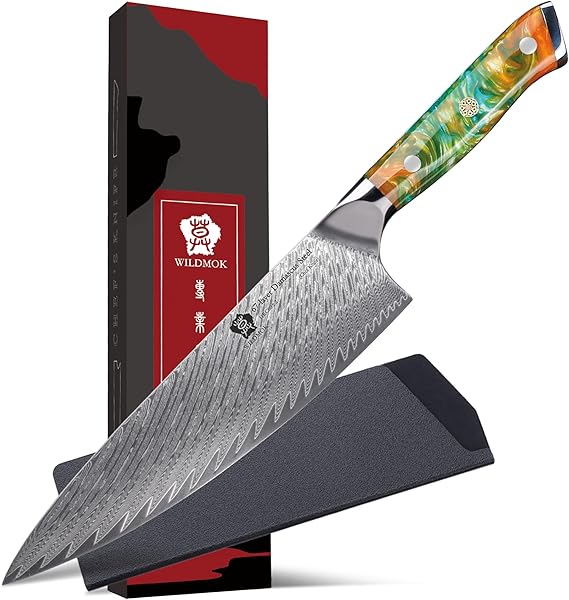 Faca de Chef WILDMOK Aço Damasco Japonês 8" (Cabo de Resina)