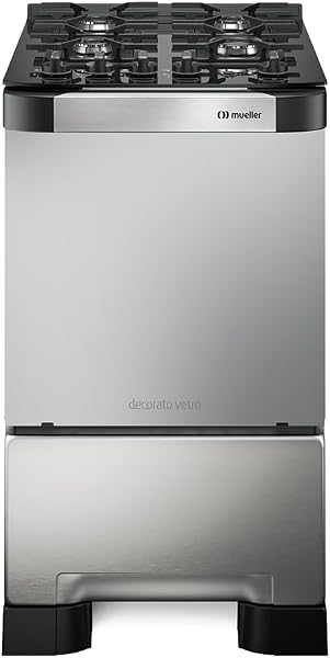Fogão Mueller 4 Bocas Decorato Vetro Inox com Mesa de Vidro