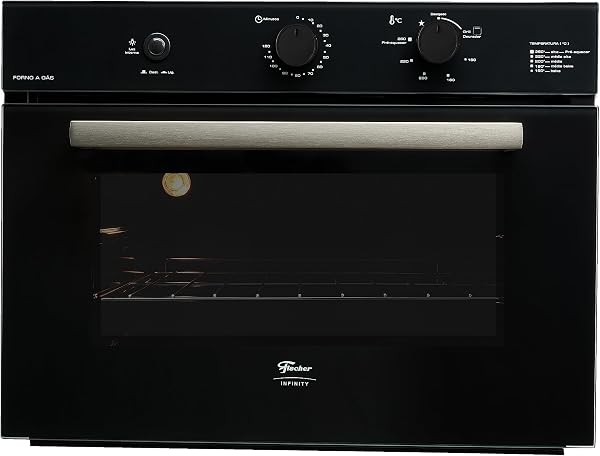 Forno de Embutir a Gás Fischer Infinity 50 Litros Preto com Grill