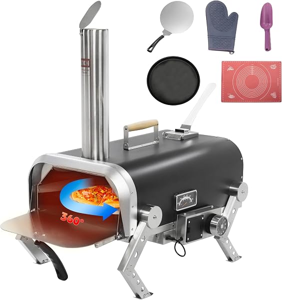 Forno de Pizza a Lenha SKYCORPS com Pedra Rotativa Automática 30 cm