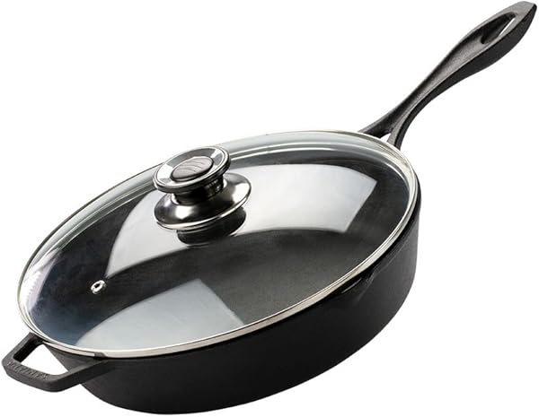 Frigideira de Ferro Fundido Santana com Tampa de Vidro 28 cm