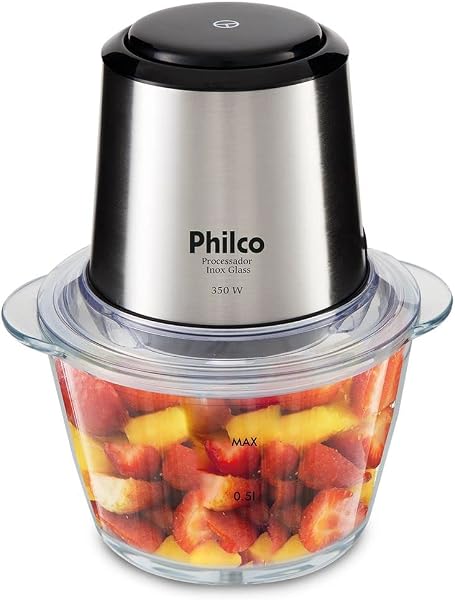 Philco Mini Processador Inox Glass PPS01I 350W 1,2L