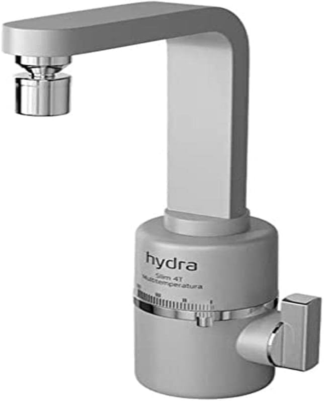Torneira Elétrica Hydra Slim 4T de Bancada 5500W 220V Prata Fosco